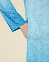 Azure Blue Trellis Patterned Ombre Dyed Kurta image number 3