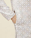 Manyavar Men Ivory Cream Geometric Patterned Kurta