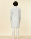 Manyavar Men Light Mid Green Geometric Patterned Angrakha Style Kurta