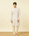 Manyavar Men Bright White Diamond Printed Kurta
