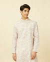 alt message - Manyavar Men Bright White Diamond Printed Kurta image number 0