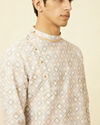 Manyavar Men Bright White Diamond Printed Kurta