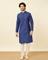 Manyavar Men Azure Blue Abstract Printed Kurta