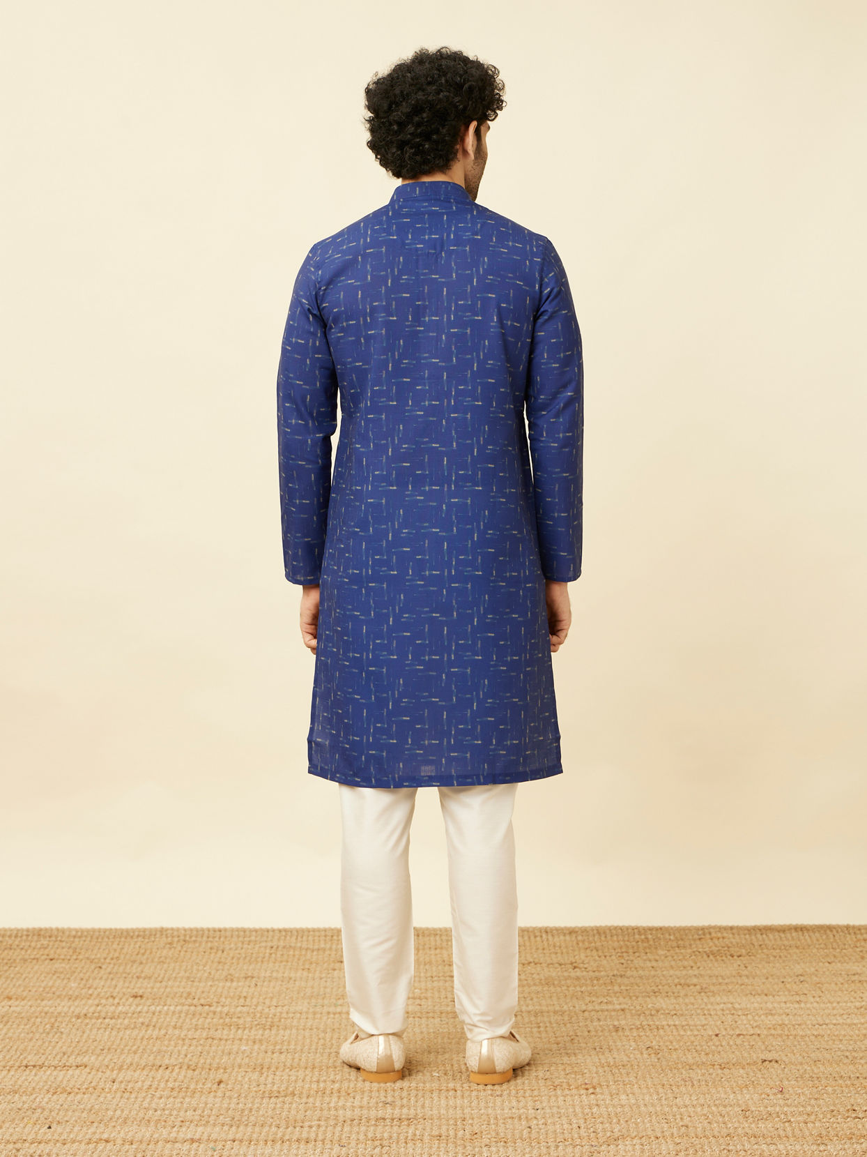Manyavar Men Azure Blue Abstract Printed Kurta