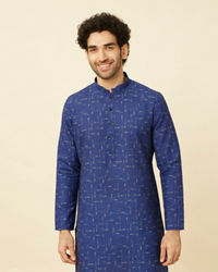 Manyavar Men Azure Blue Abstract Printed Kurta