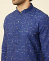 Manyavar Men Azure Blue Abstract Printed Kurta