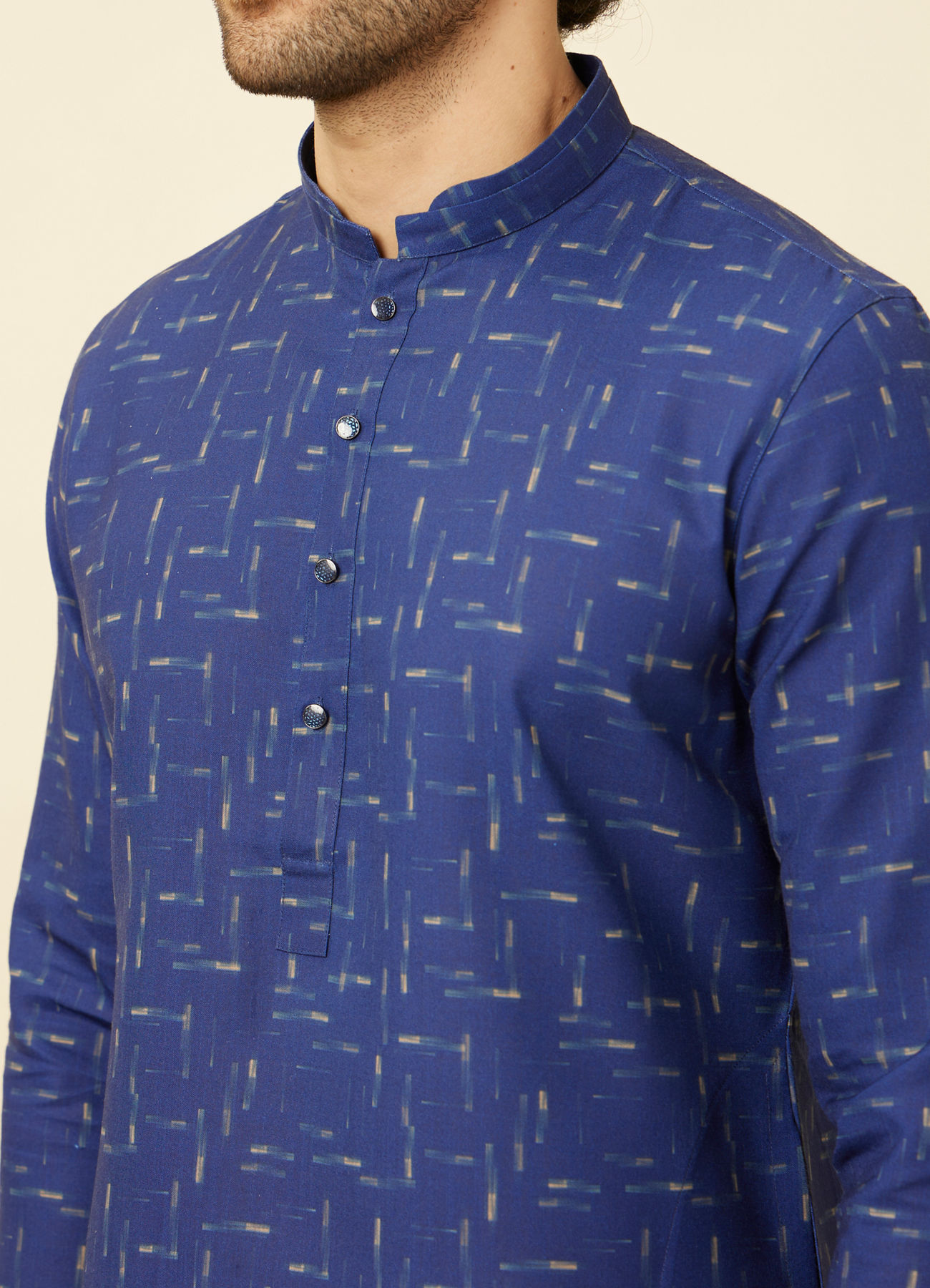 Manyavar Men Azure Blue Abstract Printed Kurta