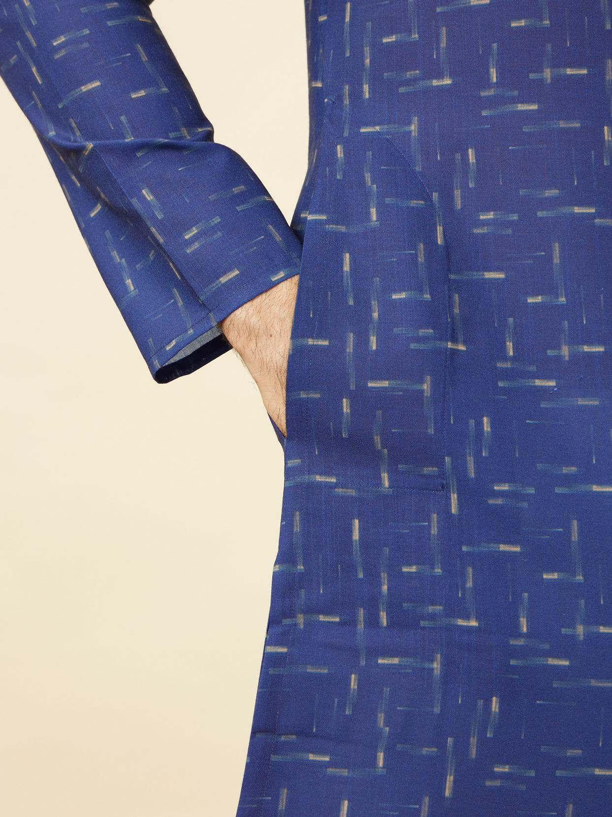 Manyavar Men Azure Blue Abstract Printed Kurta