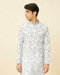 Manyavar Men Winter White Marble Printed Kurta