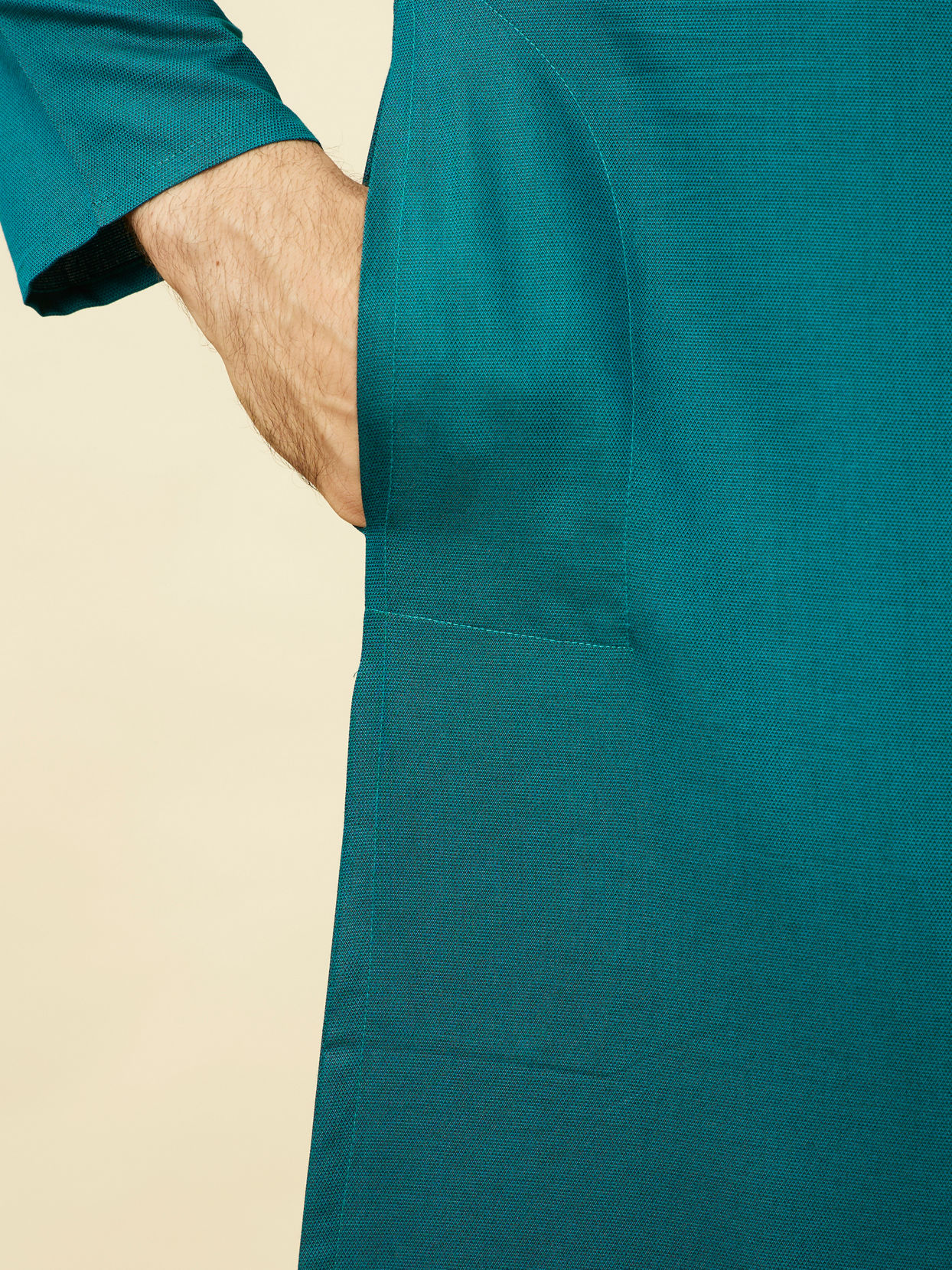 Manyavar Men Teal Green Classic Bandhgala Kurta