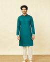 alt message - Manyavar Men Teal Green Classic Bandhgala Kurta image number 2