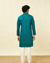 alt message - Manyavar Men Teal Green Classic Bandhgala Kurta image number 4