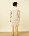 Manyavar Men Pearled Ivory White Floral Printed Kurta
