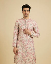 Manyavar Men Elegant Pink Linen Kurta