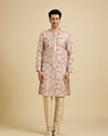 Manyavar Men Elegant Pink Linen Kurta image number 2