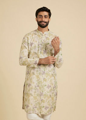 Manyavar Men Elegant Light Mid Green Kurta image number 0