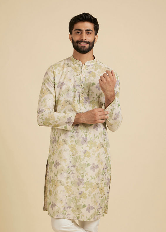 Manyavar Men Elegant Light Mid Green Kurta