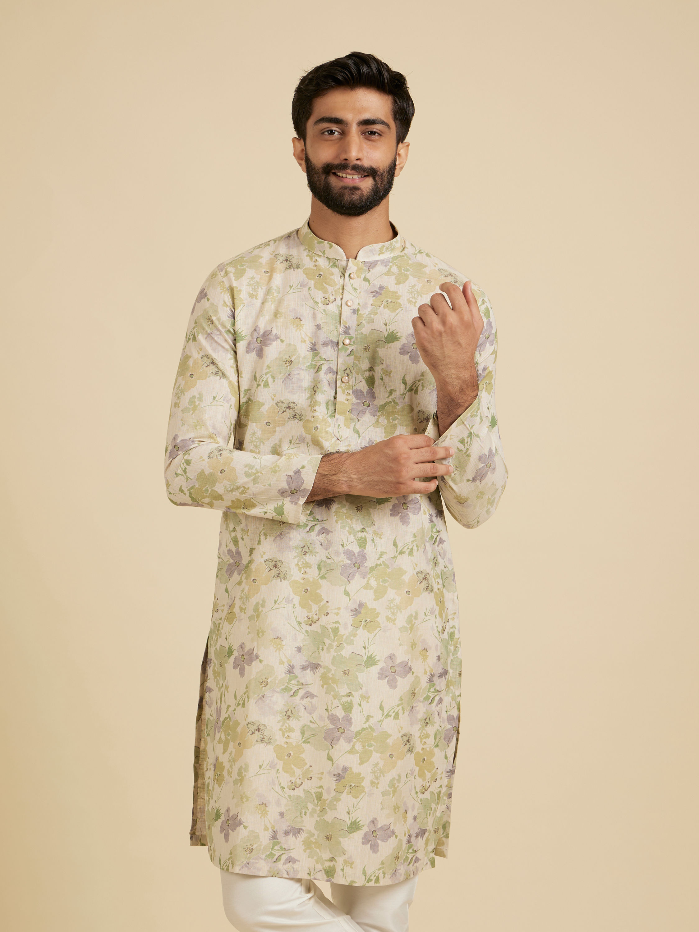 Manyavar Men Elegant Light Mid Green Kurta