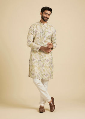 Manyavar Men Elegant Light Mid Green Kurta image number 2