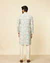 alt message - Manyavar Men Aqua Green Floral Printed Kurta image number 4