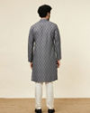 Manyavar Men Steel Blue Ogee Patterned Kurta