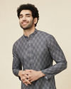 Steel Blue Ogee Patterned Kurta image number 0