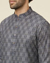 Manyavar Men Steel Blue Ogee Patterned Kurta