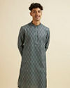 alt message - Manyavar Men Dark Green Ogee Patterned Kurta image number 0