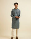 alt message - Manyavar Men Dark Green Ogee Patterned Kurta image number 2