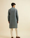 alt message - Manyavar Men Dark Green Ogee Patterned Kurta image number 4