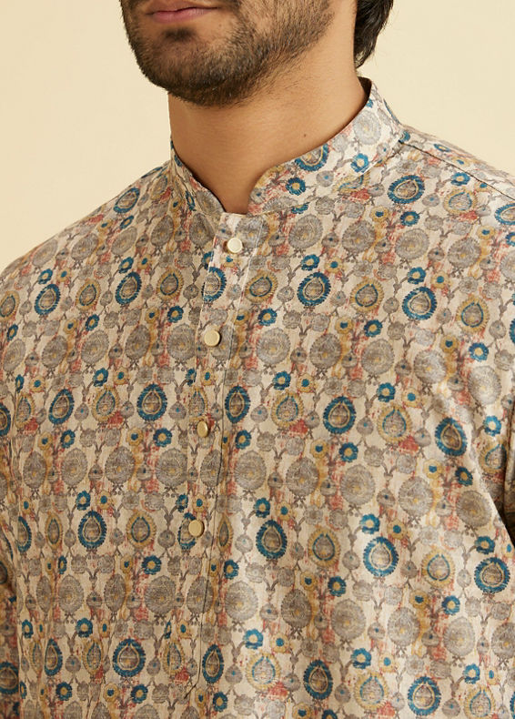Manyavar Men Beige Majesty Kurta