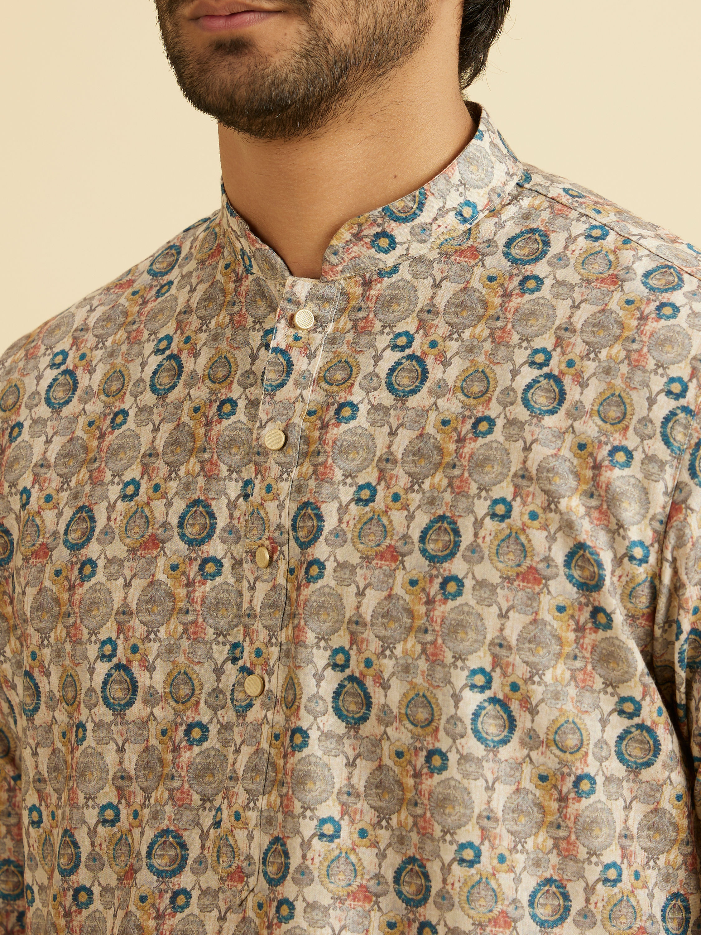 Manyavar Men Beige Majesty Kurta
