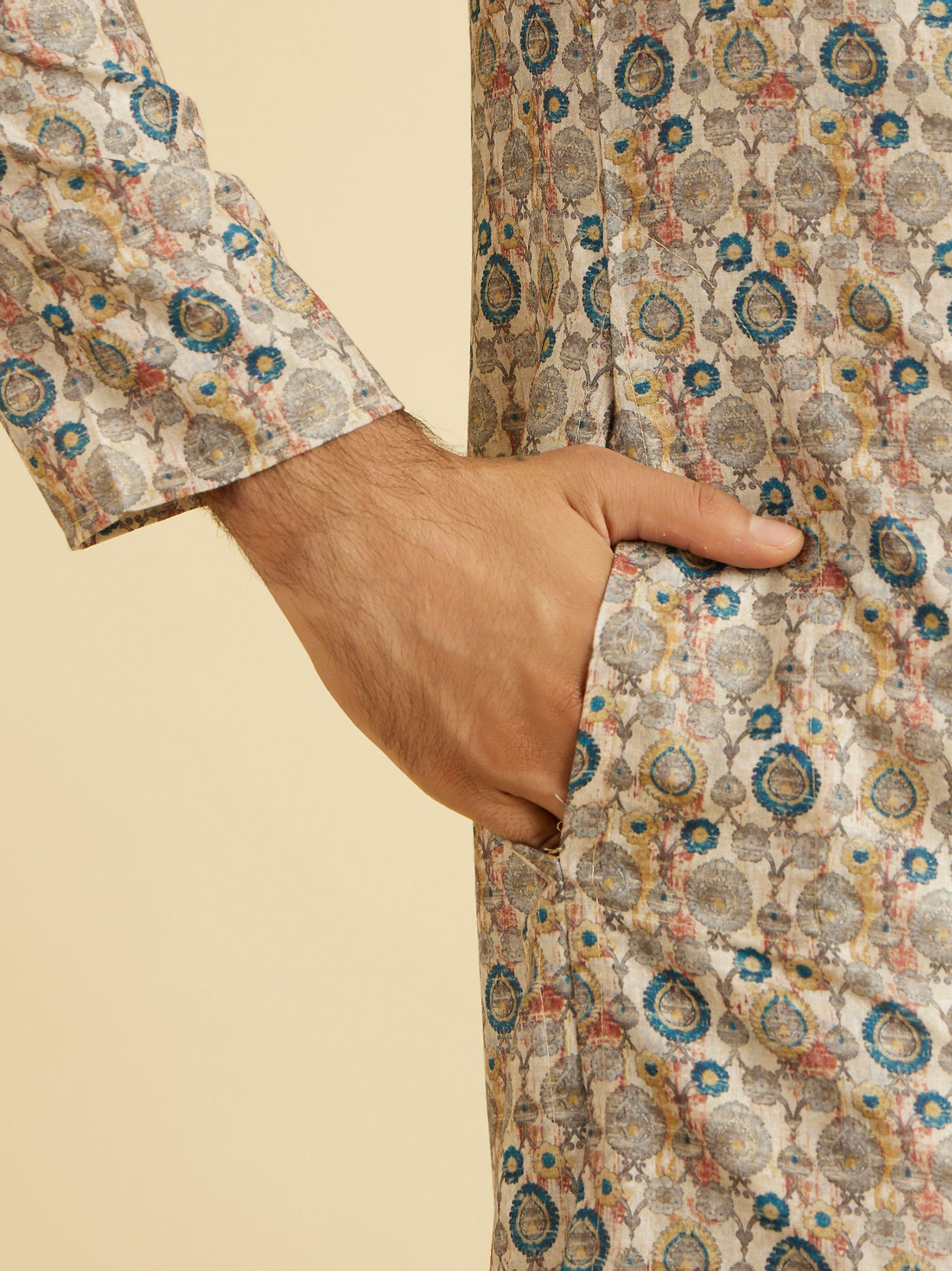 Manyavar Men Beige Majesty Kurta