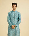 Manyavar Men Turquoise Blue Festive Kurta