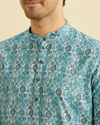Manyavar Men Turquoise Blue Festive Kurta