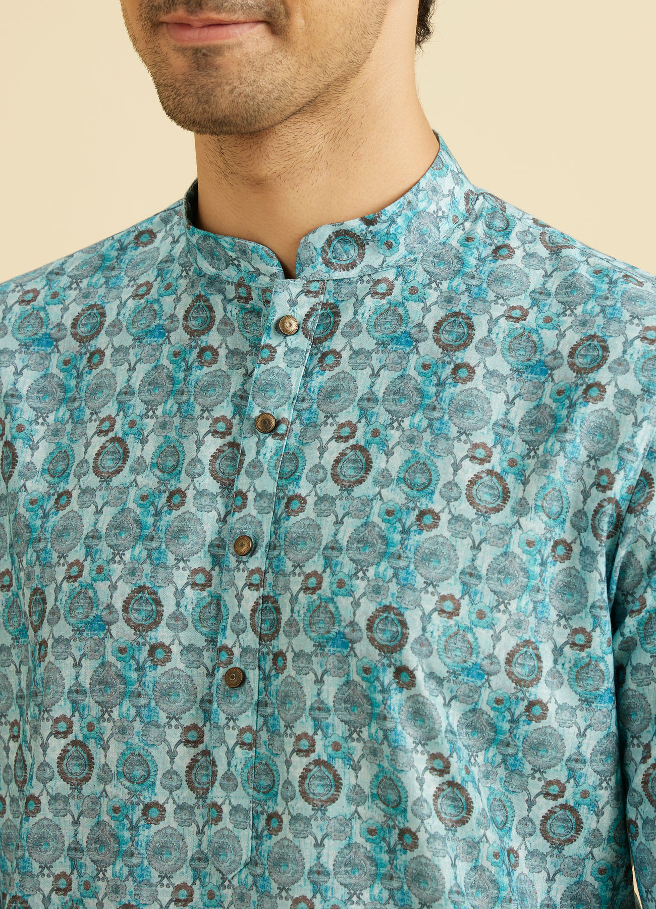 Manyavar Men Turquoise Blue Festive Kurta