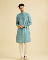 Manyavar Men Turquoise Blue Festive Kurta