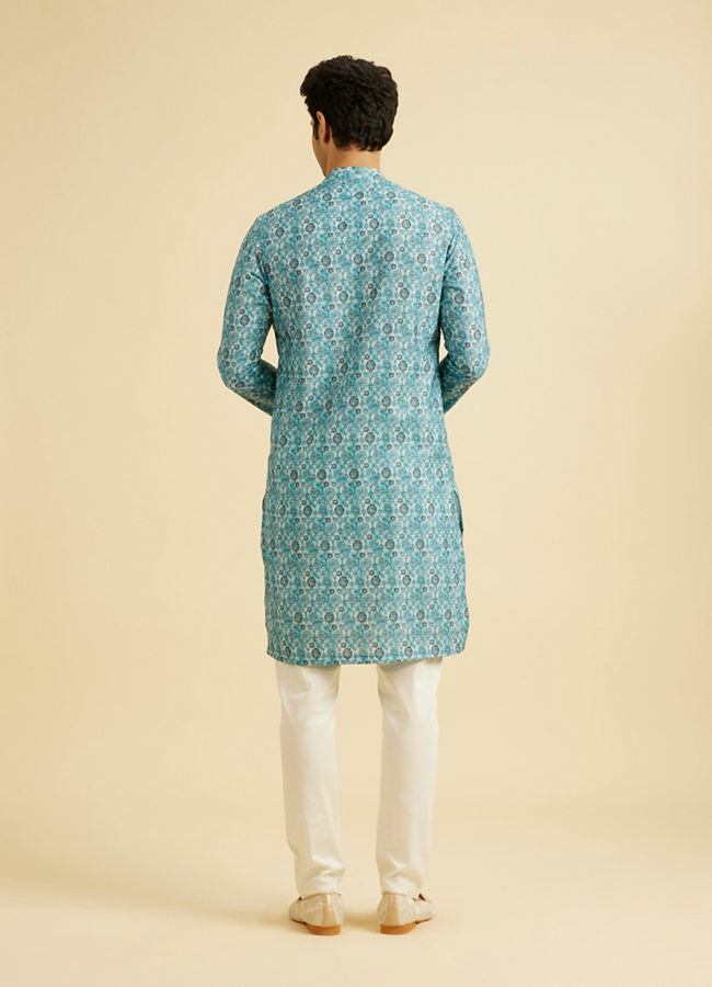 Manyavar Men Turquoise Blue Festive Kurta