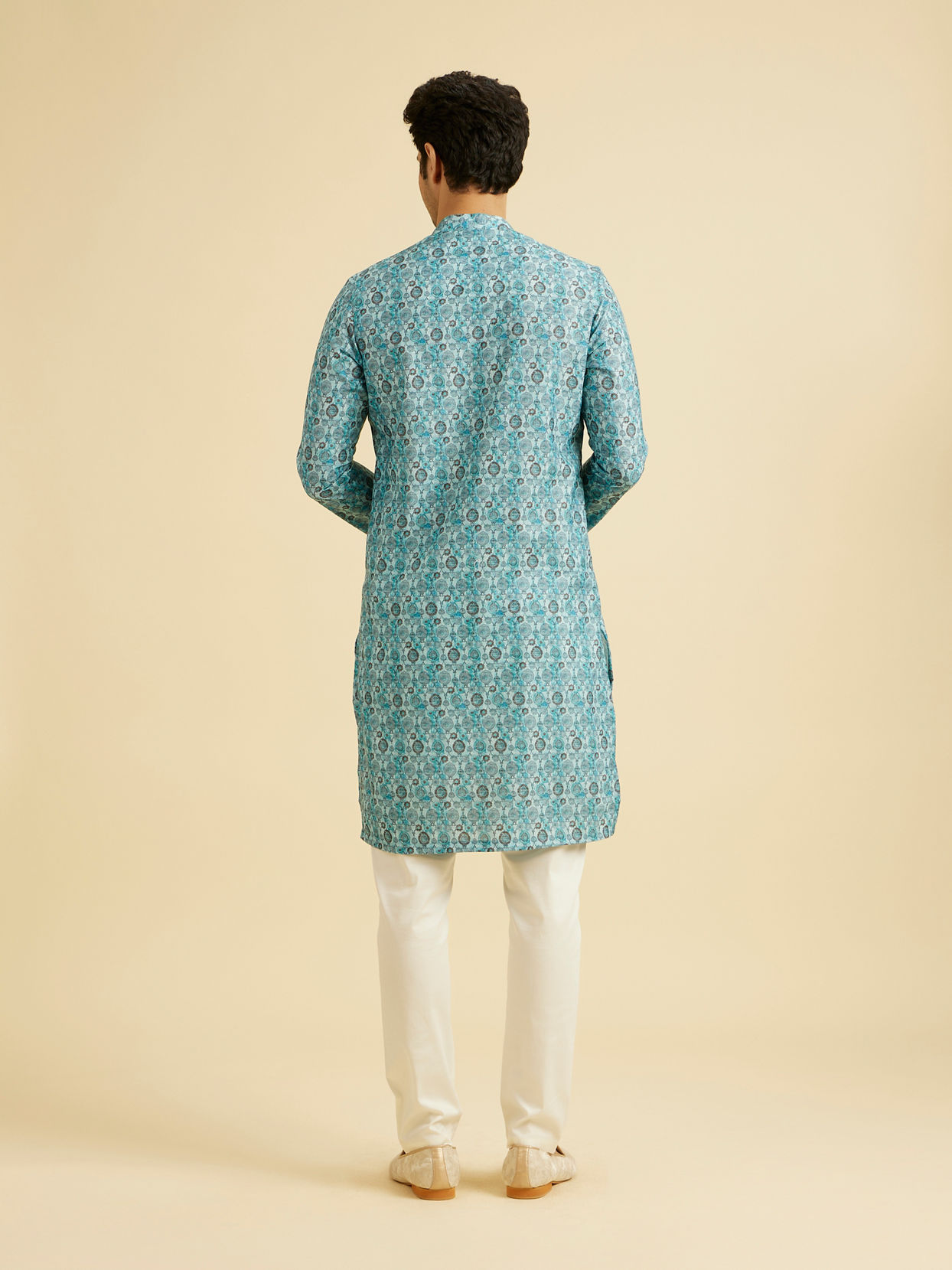 Manyavar Men Turquoise Blue Festive Kurta