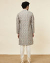 Manyavar Men Soft Beige Jaal Patterned Kurta