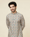 Soft Beige Jaal Patterned Kurta image number 0