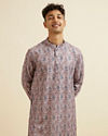 alt message - Manyavar Men Peach Jaal Patterned Kurta image number 0