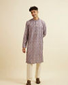 Manyavar Men Peach Jaal Patterned Kurta