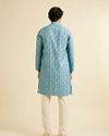 Manyavar Men Turquoise Blue Jaal Patterned Kurta