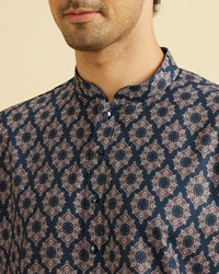 Manyavar Men Dark Blue Enthralling Affair Kurta