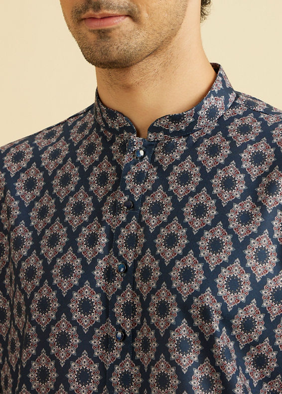 Manyavar Men Dark Blue Enthralling Affair Kurta