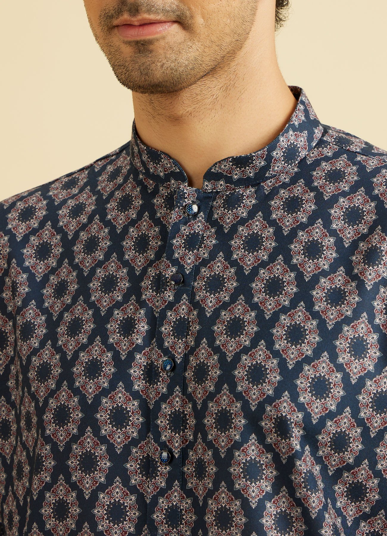 Manyavar Men Dark Blue Enthralling Affair Kurta