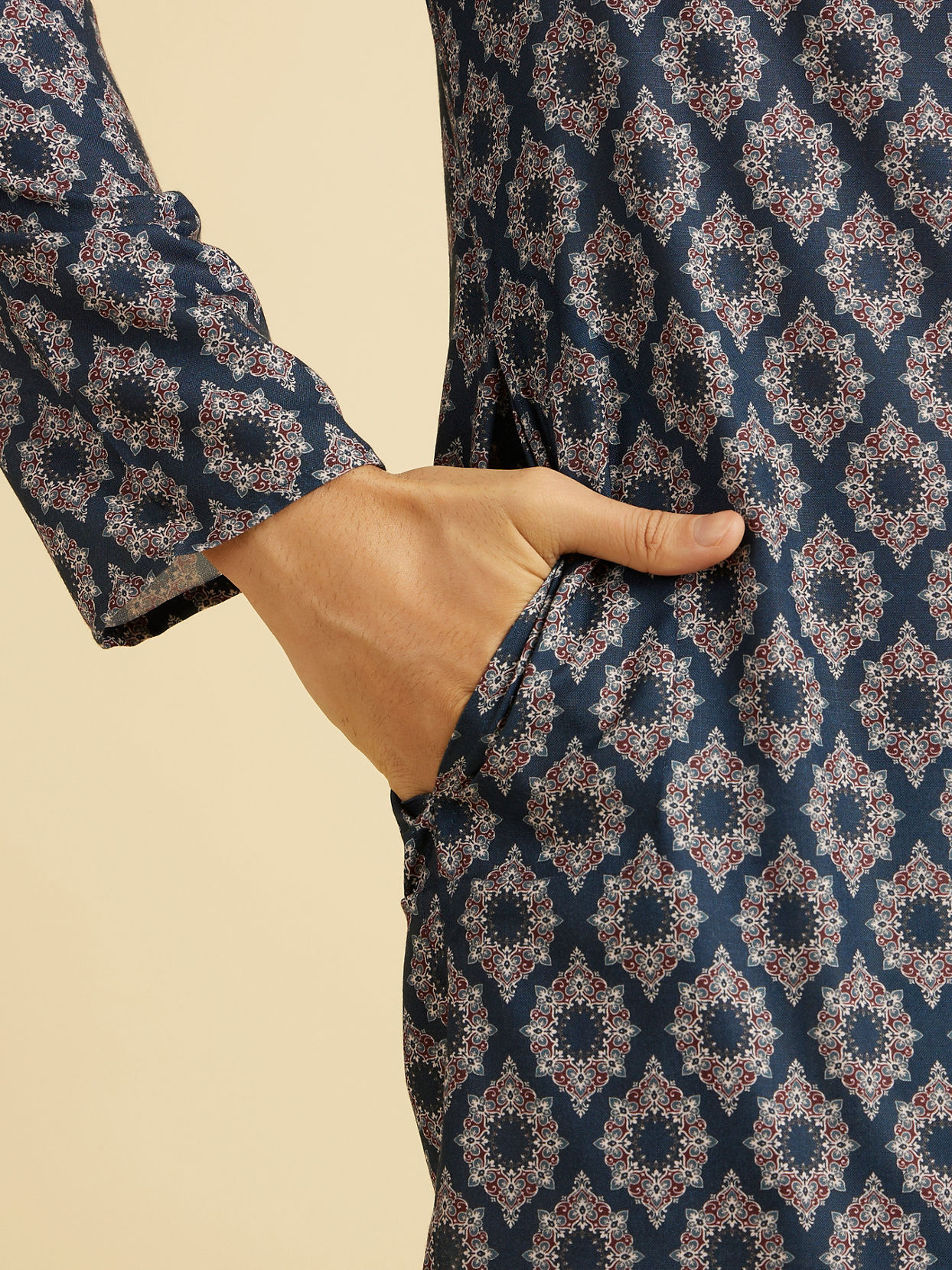 Manyavar Men Dark Blue Enthralling Affair Kurta
