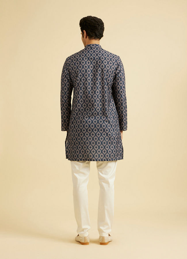 Manyavar Men Dark Blue Enthralling Affair Kurta