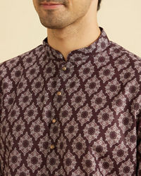 Manyavar Men Elegant Wine Hue Men's Kurta